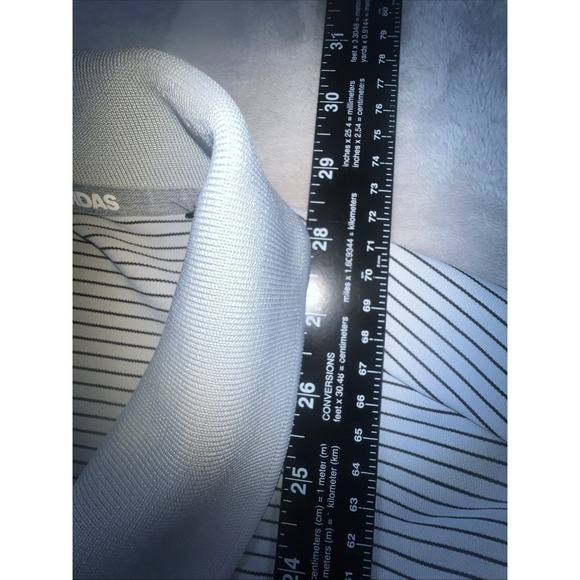 Adidas Golf Polo Shirt Mens size Medium Gray Black Striped Short Sleeve Classic - Picture 5 of 7